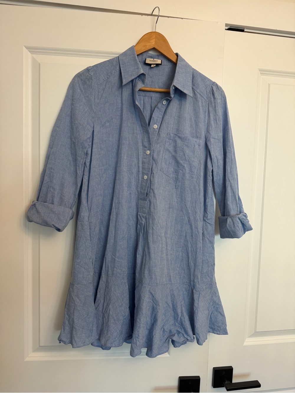 Tuckernuck Blue Chambray Drop Waist Shirt Dress Size S